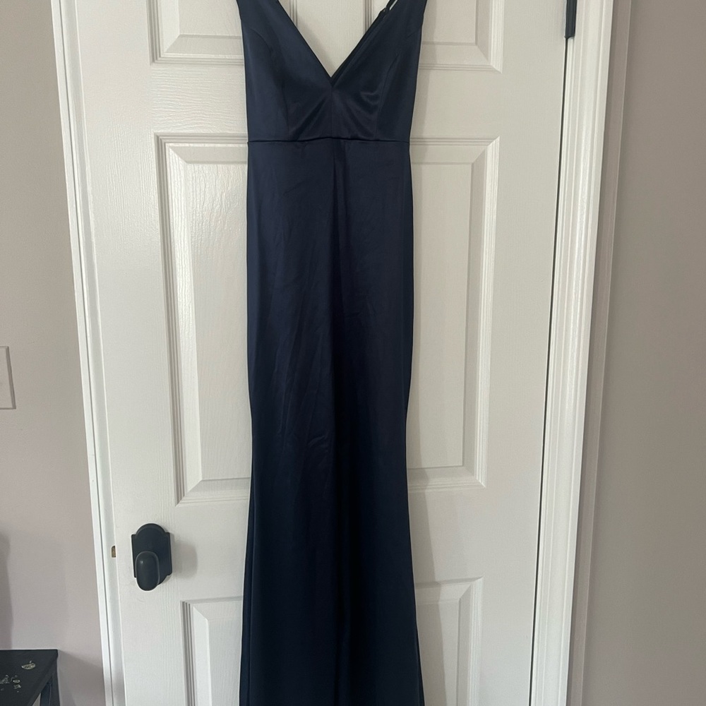 Lulu's Midnight Blue Satin Dress